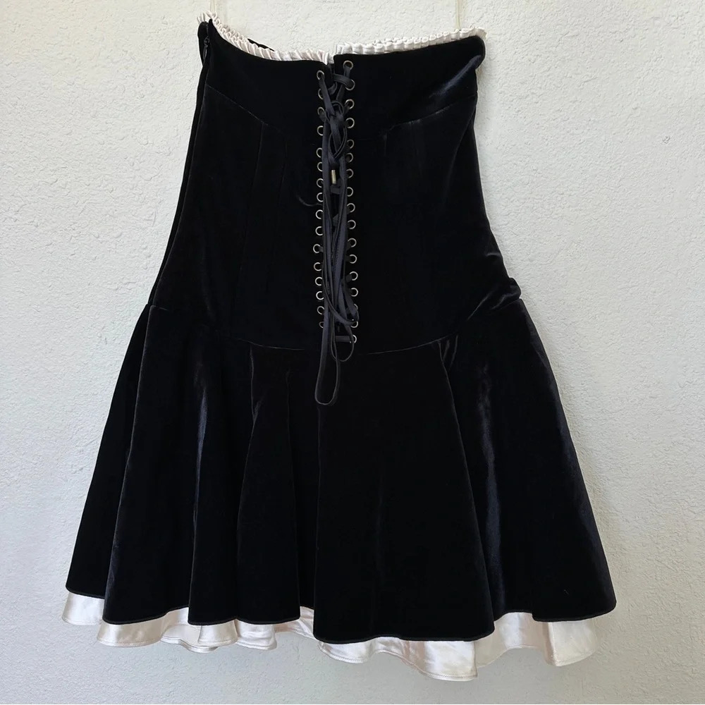 HOUSE OF CB 'Marilla' Black Velvet Strapless Dress NWOT size L - Picture 7 of 14